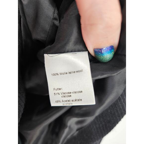 Akris Punto Black Moto Style Jacket Size 8 Zip Up 100% Wool - Picture 3 of 5